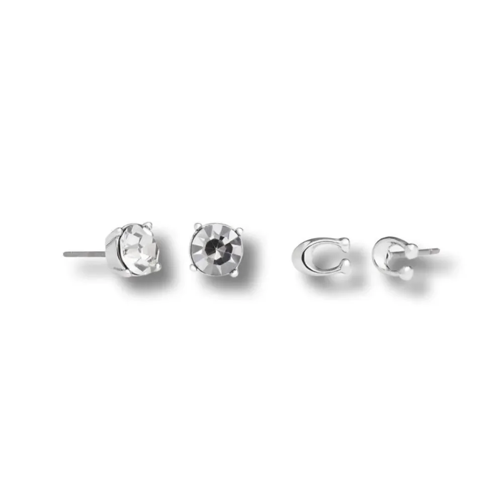Coach Signature C Stud Earrings Set of Two • NWT - Picture 2 of 9